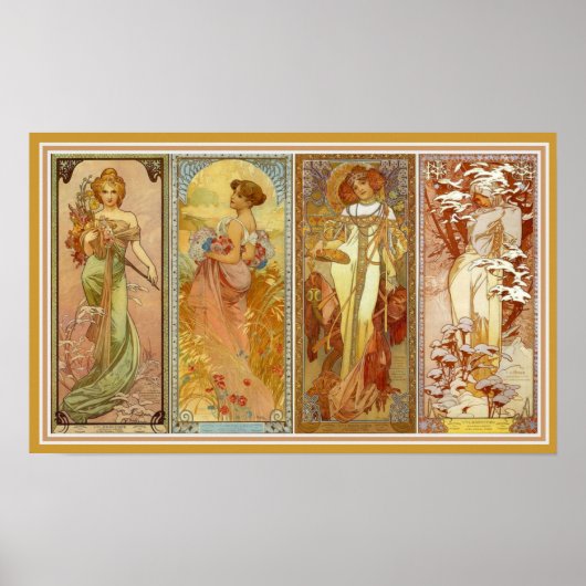 Poster Les Quatre Saisons Mucha Wall Art (Devant)