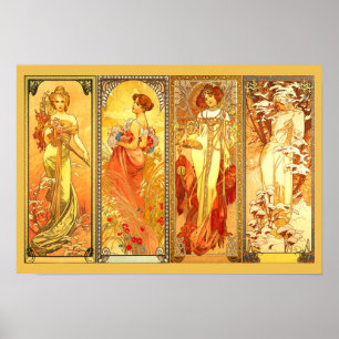 Poster Les quatre saisons - par Alfons Mucha