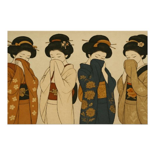Poster Les Quatre Timides Geishas (Devant)