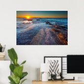 Poster Les rayons du soleil illuminent l'océan Pacifique (Bureau à domicile)