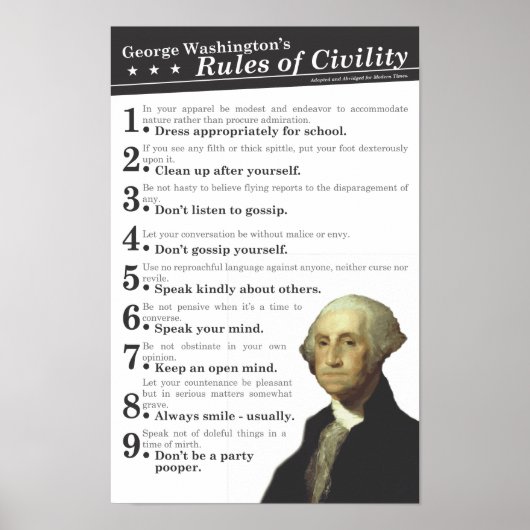 Poster Les règles de la Civilité de GW (Devant)