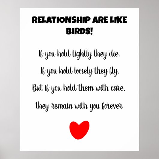 Poster Les relations sont comme les oiseaux aiment (Devant)