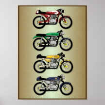 Les Replicas (affiche d'art de la moto de course d