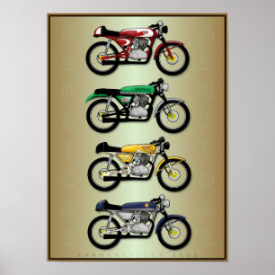 Poster Les Replicas (affiche d'art de la moto de course d
