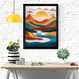 Poster Les rêves de papier : coucher de soleil sur les mo
