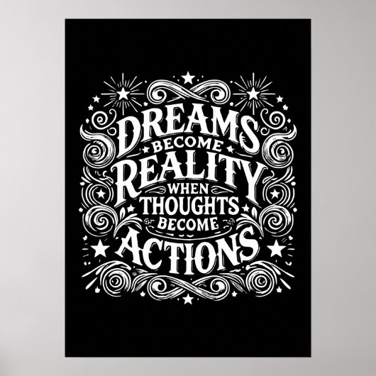 Poster Les rêves deviennent réalité quand les pensées dev (Devant)
