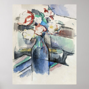 Poster Les Roses de Paul Cézanne dans une Bouteille (1900