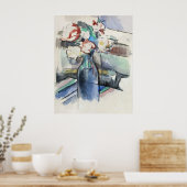 Poster Les Roses de Paul Cézanne dans une Bouteille (1900 (Cuisine)