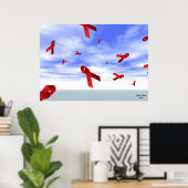 Poster Les rubans SIDA flottent dans le ciel (Bureau à domicile)
