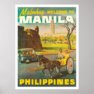 Poster Les rues de Manille, Philippines, voyage d'époque