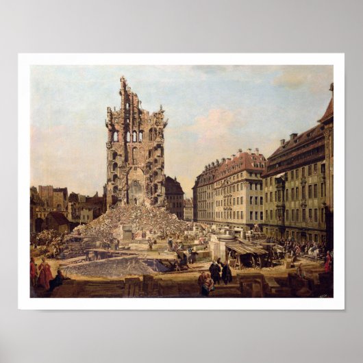 Poster Les ruines de l'ancienne Kreuzkirche, Dresde (Devant)