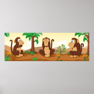 Poster Les sages singes - panorama
