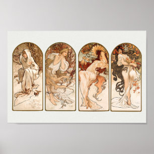 Poster Les saisons Alphonse Mucha Art Nouveau