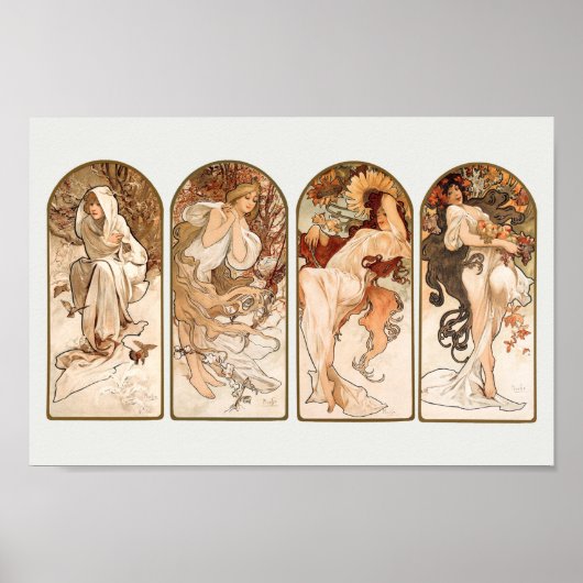 Poster Les saisons Alphonse Mucha Art Nouveau (Devant)
