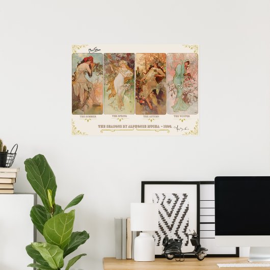 Poster Les saisons de Alphonse Mucha (Bureau à domicile)