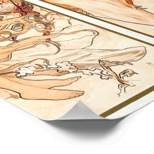 Poster Les Saisons Original 1897 Par Alphonse Mucha (Coin)