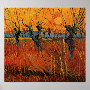 Poster Les saules au coucher du soleil by Vincent van Gog