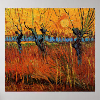 Poster Les saules au coucher du soleil par Vincent van Go