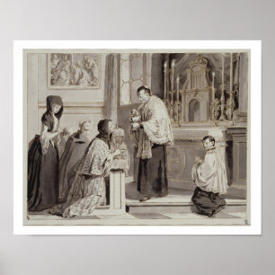 Poster Les Sept Sacrements : Communion, 1779 (stylo, brun