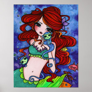Poster "Les singes marins de Bella" Fairy Mermaid Imagina