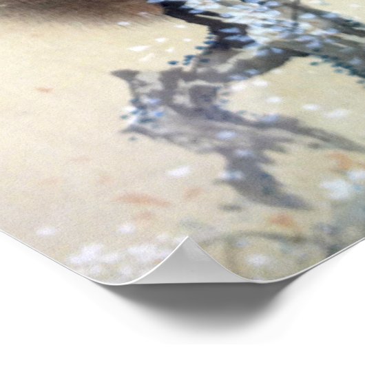 Poster Les singes Mori Sosen dans un cerisier en fleurs (Coin)