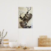 Poster Les singes Mori Sosen dans un cerisier en fleurs (Cuisine)