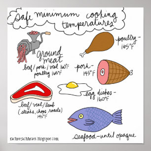 Poster Les températures de cuisine sûres minimum