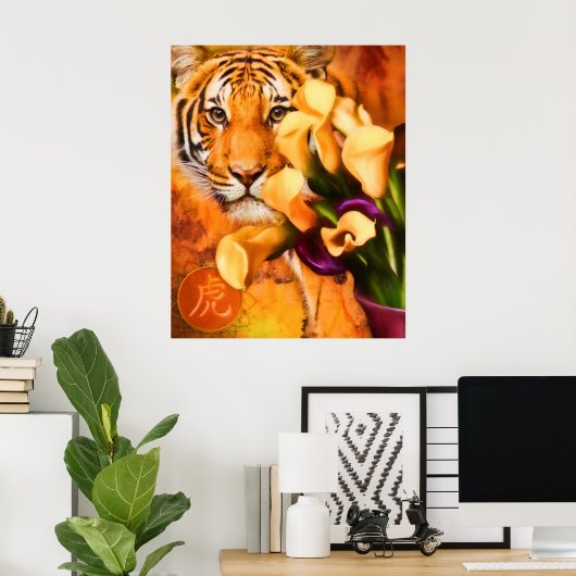 POSTER LES TIGERS AIMENT LES FLEURS (Bureau à domicile)