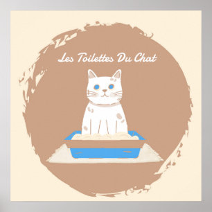 Poster, Les Toilettes du Chat, Witte kat Poster