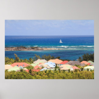 Poster Les toits colorés surplombant la mer des Caraïbes