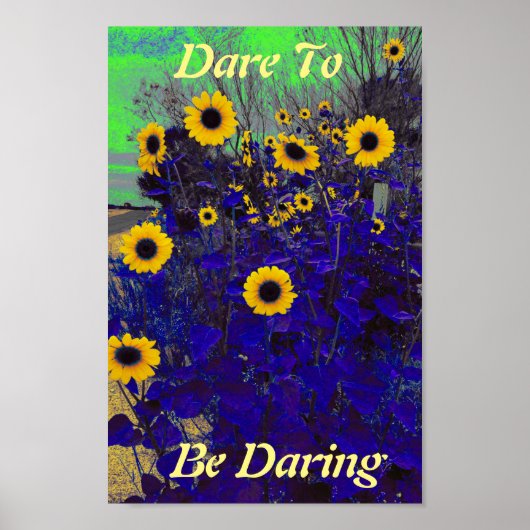Poster Les Tournesols Jaunes Et Bleus, (Devant)