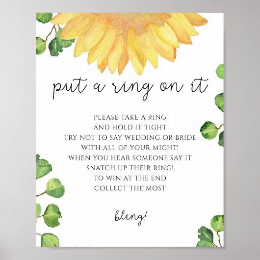 Poster Les tournesols mettent une bague sur le jeu (Devant)