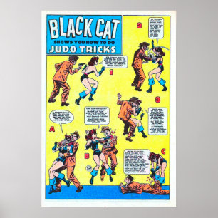 Poster Les traces du judo de chat noir