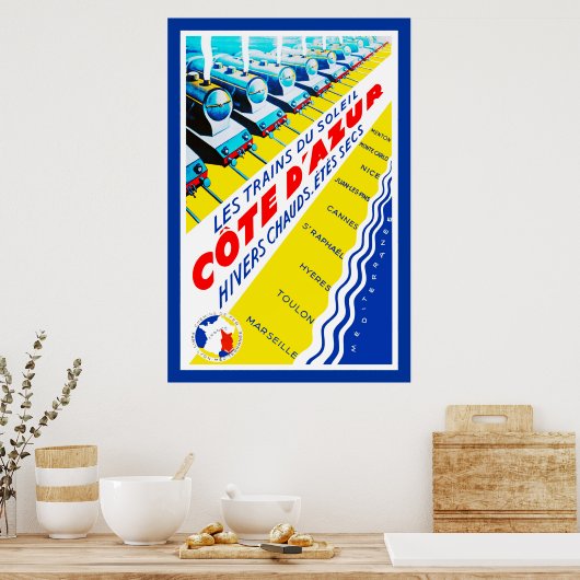 Poster Les Trains du Soleil ~ Côte d'Azur (Cuisine)