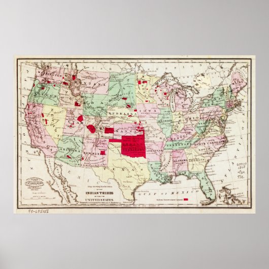 Poster Les tribus indiennes sur la carte des États-Unis ( (Devant)