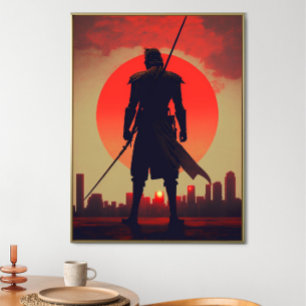 Poster Les trois couleurs du guerrier japonais Samurai