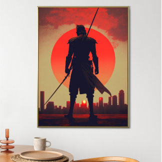 Poster Les trois couleurs du guerrier japonais Samurai