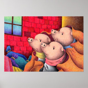 Poster Les Trois Petits Cochons.