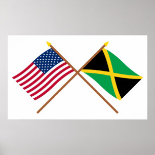 Poster Les USA et drapeaux croisés par Jamaïque