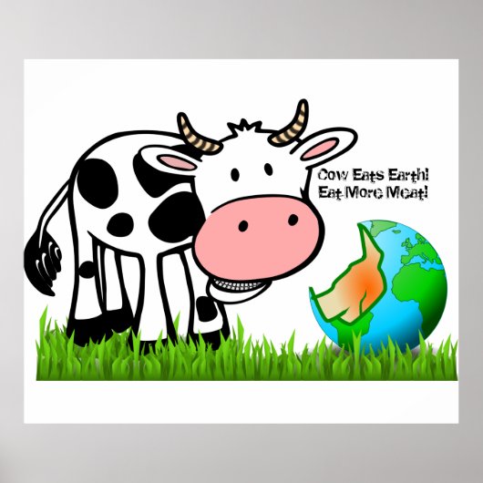 Poster Les vaches détruisent la terre ! Mange Plus De Via (Devant)