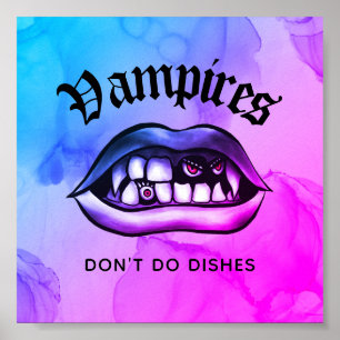 Poster Les vampires ne font pas de plats drôles Vaporwave