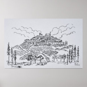 Poster Les vignobles de Sancerre  Vallée de la Loire, Fr