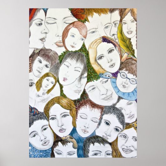 Poster Les visages dans la foule (Devant)