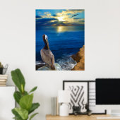POSTER LES YEUX ENSOLEILLÉS D'UN PELICAN (Bureau à domicile)