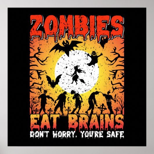 Poster Les zombies mangent des cerveaux (Devant)