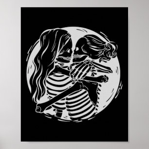Poster Lesbian Couple Lgbtq Pride Skeletons Kissing Valen