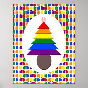 Poster Lesbiennes Arbre de Noël arc-en-ciel et présents