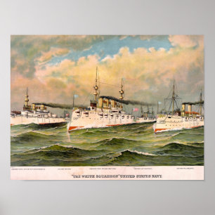 Poster "L'escadron blanc" Marine américaine, Vintage