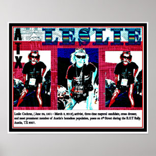 Poster Leslie Cochran, Sans-abri, Coupe-de-mouton, Activi