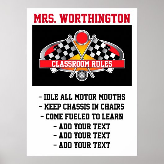 Poster leslokaal regels automatisch racen - SRF (Voorkant)